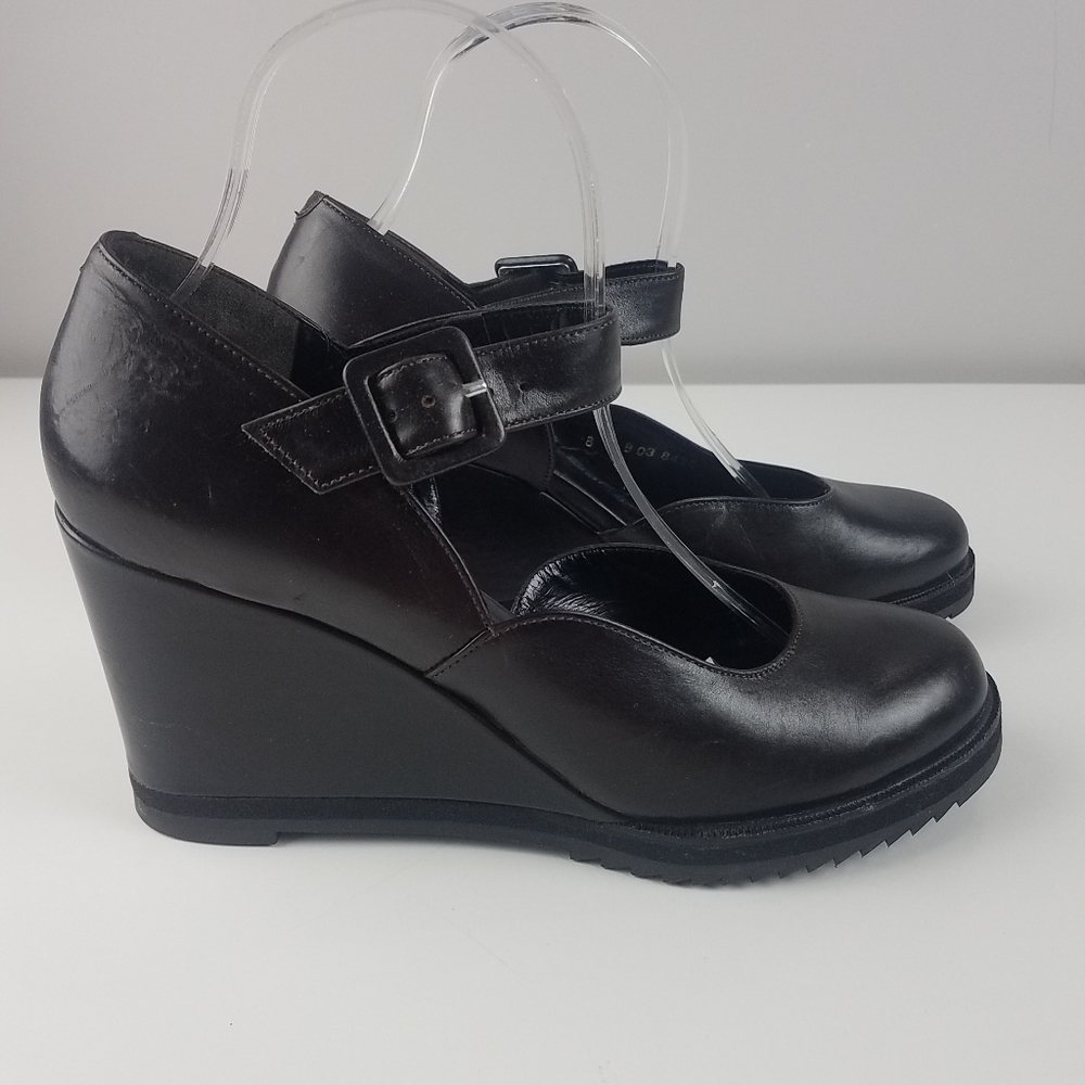 Robert Clergerie Dark Brown Wedges Mary Janes